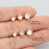 18k Rhodium Plated Copper Zircon Charms DIY Earrings 10pcs