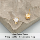 18k Rhodium Plated Copper Zircon Charms DIY Earrings 10pcs