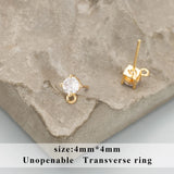 18k Rhodium Plated Copper Zircon Charms DIY Earrings 10pcs