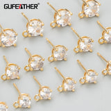 18k Rhodium Plated Copper Zircon Charms DIY Earrings 10pcs