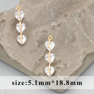 18k Plated Copper Zircon Charms DIY Pendants 6pcs/lot