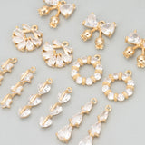 18k Plated Copper Zircon Charms DIY Pendants 6pcs/lot