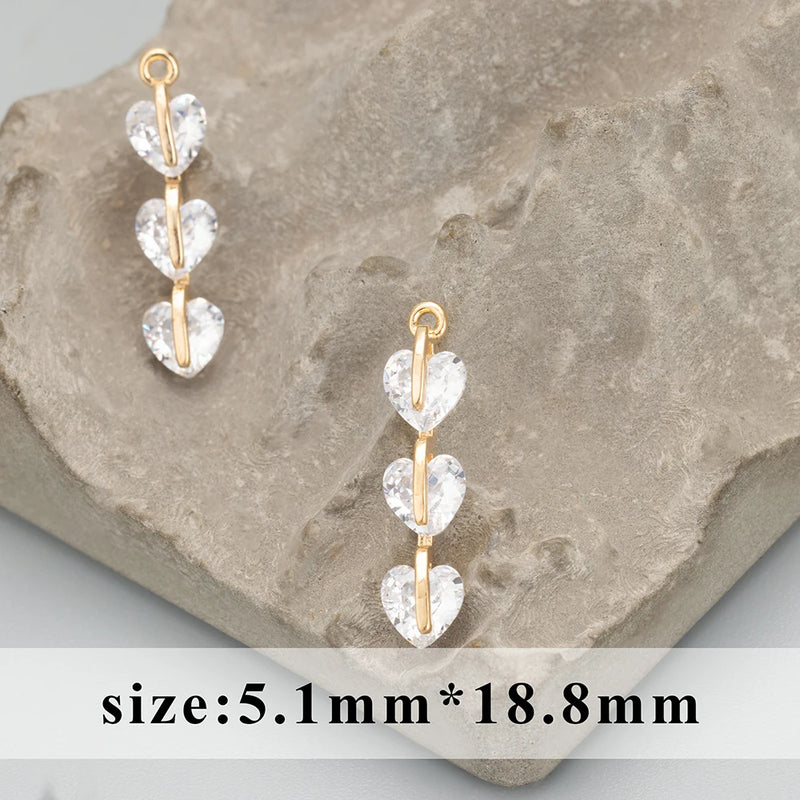 18k Plated Copper Zircon Charms DIY Pendants 6pcs/lot