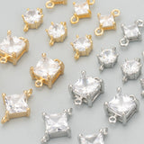 MC75 18k Rhodium Plated Copper Zircon Charm DIY Pendants 10pcs/lot
