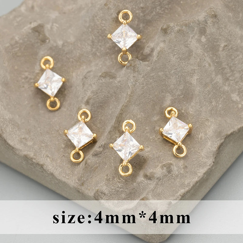 MC75 18k Rhodium Plated Copper Zircon Charm DIY Pendants 10pcs/lot