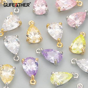 18k Rhodium Plated Copper Charms DIY Pendants AAA Zircons 10pcs/lot