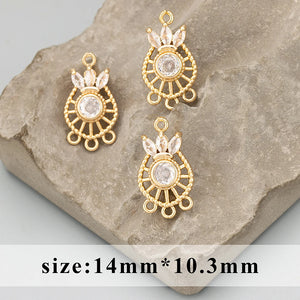 18k Rhodium Plated Copper Zircon Handmade Jewelry Charms 6pcs/lot