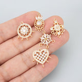 18k Rhodium Plated Copper Zircon Handmade Jewelry Charms 6pcs/lot