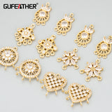 18k Rhodium Plated Copper Zircon Handmade Jewelry Charms 6pcs/lot
