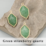 Handmade 18k Plated Copper Natural Stone Charms 2pcs