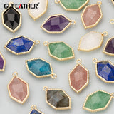 Handmade 18k Plated Copper Natural Stone Charms 2pcs