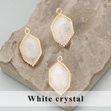 Handmade 18k Plated Copper Natural Stone Charms 2pcs