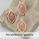 Handmade 18k Plated Copper Natural Stone Charms 2pcs