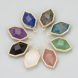 Handmade 18k Plated Copper Natural Stone Charms 2pcs