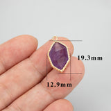 Handmade 18k Plated Copper Natural Stone Charms 2pcs