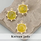 18k Plated Copper Stone Charms Pendants DIY