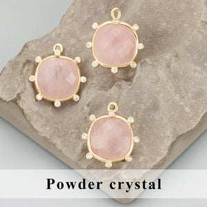 18k Plated Copper Stone Charms Pendants DIY