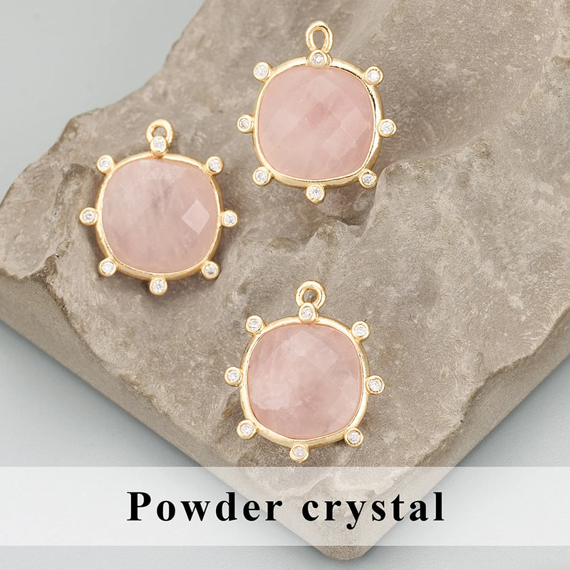 18k Plated Copper Stone Charms Pendants DIY