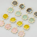 18k Plated Copper Stone Charms Pendants DIY