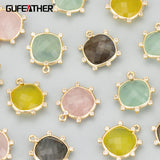18k Plated Copper Stone Charms Pendants DIY
