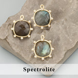 18k Plated Copper Stone Charms Pendants DIY