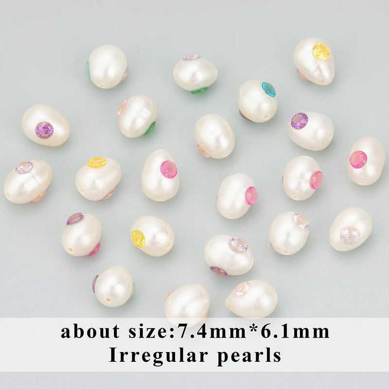 Natural Pearl Zircon Charms Hand Made Jewelry Making