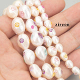 Natural Pearl Zircon Charms Hand Made Jewelry Making