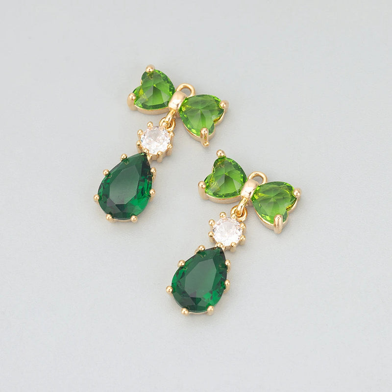18k Plated Copper Zircon Glass Charms DIY Pendants