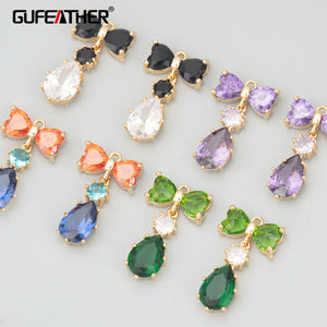 18k Plated Copper Zircon Glass Charms DIY Pendants