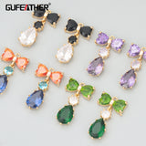 18k Plated Copper Zircon Glass Charms DIY Pendants