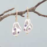 Handmade Pearl Zircon Charms, 18k Plated, 2pcs