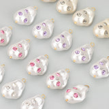 Handmade Pearl Zircon Charms, 18k Plated, 2pcs