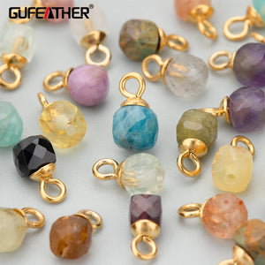 10pcs DIY Pendants Stainless Steel Natural Stone Hand Made Charms