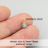 10pcs DIY Pendants Stainless Steel Natural Stone Hand Made Charms