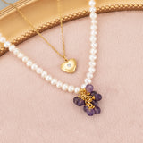 Stainless Steel Round Natural Stone Charms DIY Pendants