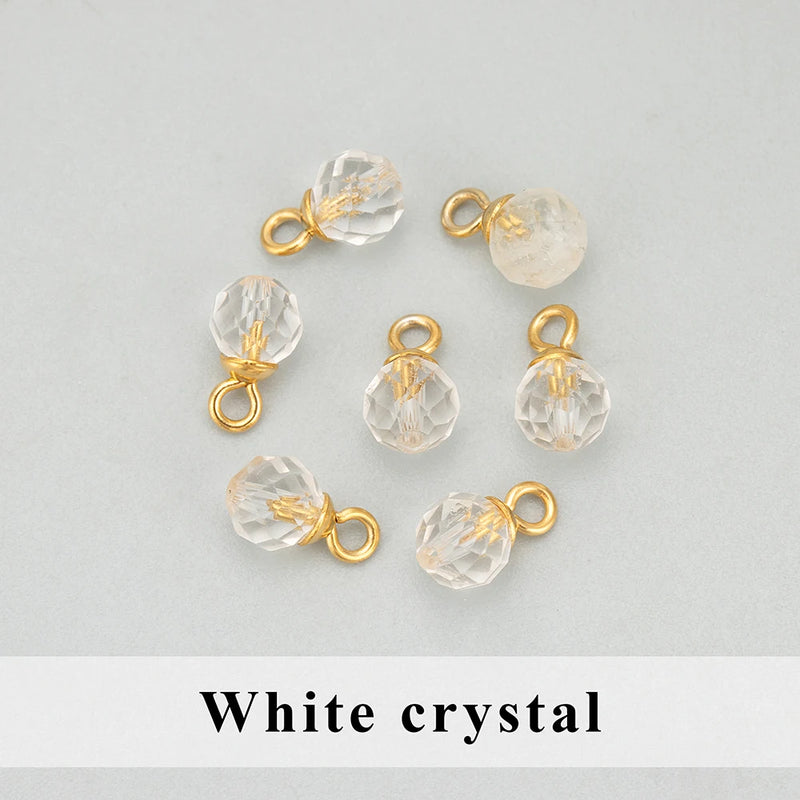 Stainless Steel Round Natural Stone Charms DIY Pendants