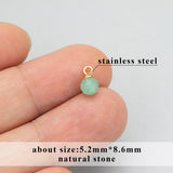 Stainless Steel Round Natural Stone Charms DIY Pendants