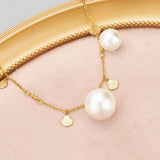 Cotton Pearl Stainless Steel Cap Charms 4pcs