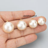 Cotton Pearl Stainless Steel Cap Charms 4pcs