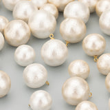 Cotton Pearl Stainless Steel Cap Charms 4pcs