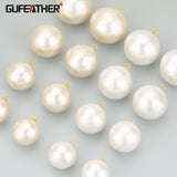 Cotton Pearl Stainless Steel Cap Charms 4pcs