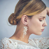 Crystal Clip On Earrings Shell Bridal Wedding Drop Earring Party Jewelry