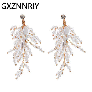 Crystal Clip On Earrings Shell Bridal Wedding Drop Earring Party Jewelry