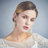 Crystal Clip On Earrings Shell Bridal Wedding Drop Earring Party Jewelry