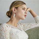 Crystal Clip On Earrings Shell Bridal Wedding Drop Earring Party Jewelry