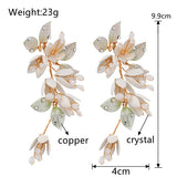 Crystal Bridal Wedding Flower Clip Earrings Women Accessories