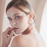 Shell Flower Earrings Crystal Bridal Wedding Drop Earring Bride Party Jewelry