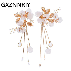 Shell Flower Earrings Crystal Bridal Wedding Drop Earring Bride Party Jewelry