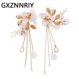Shell Flower Earrings Crystal Bridal Wedding Drop Earring Bride Party Jewelry
