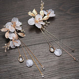 Shell Flower Earrings Crystal Bridal Wedding Drop Earring Bride Party Jewelry